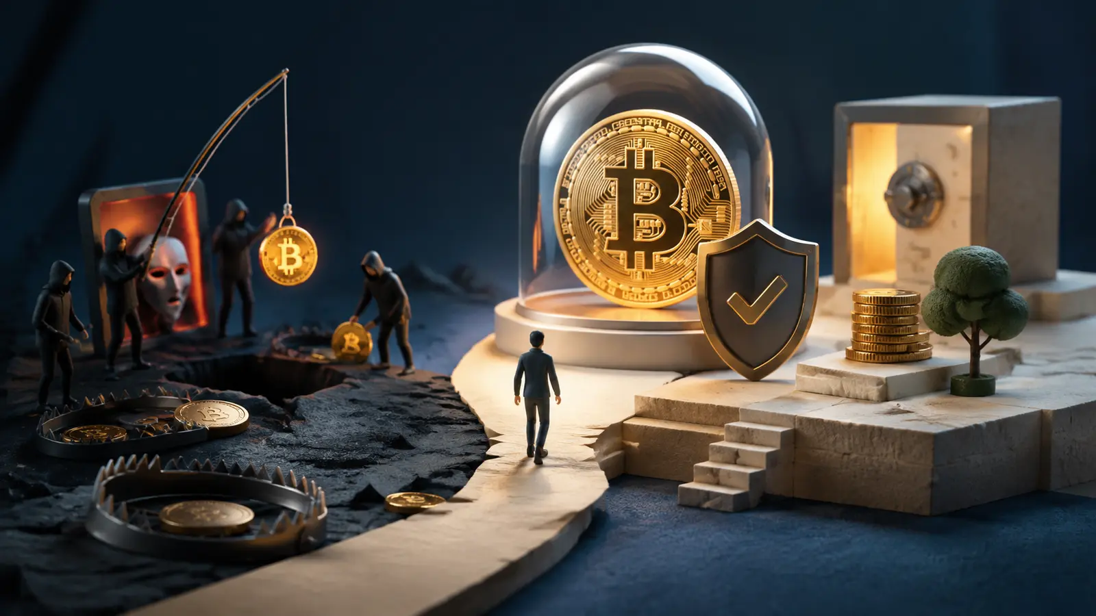 Conceptual market illustration for Bitcoin Scams: How to Spot the Red Flags Before It’s Too Late