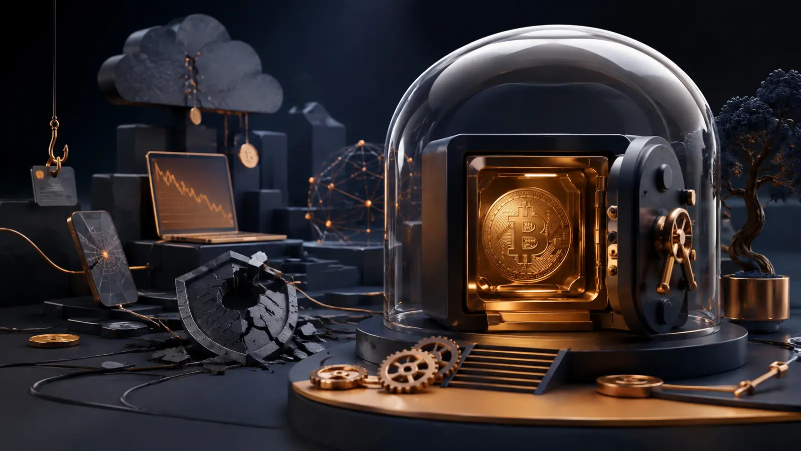 Conceptual market illustration for Bitcoin Self-Custody: How to Protect Your Coins Without Losing Sleep