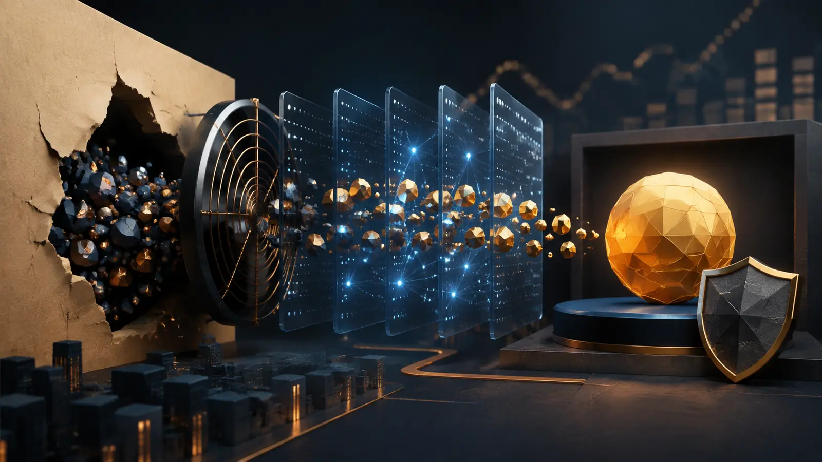Conceptual market illustration for How Bitcoin Mining Works—Without the Tech Jargon