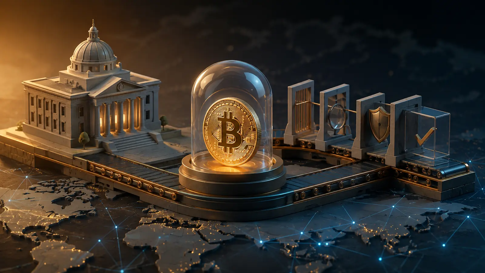 Conceptual market illustration for How Governments Are Trying to Regulate Bitcoin