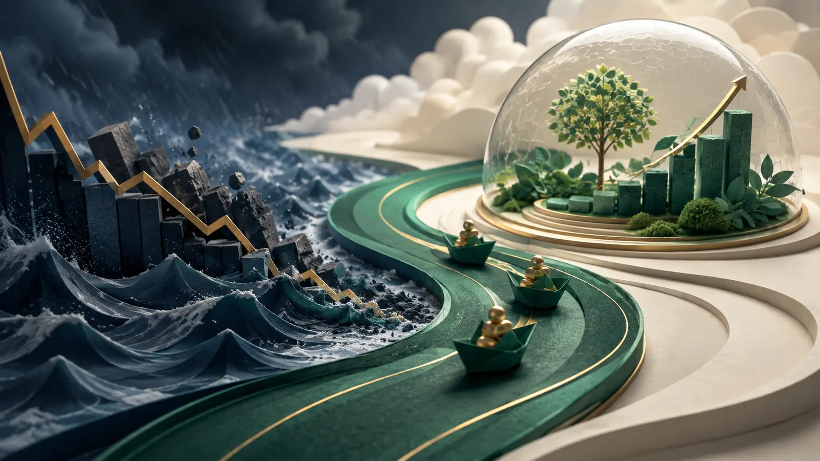 Conceptual market illustration for How to Keep Investing During a Recession Without Losing Your Nerve