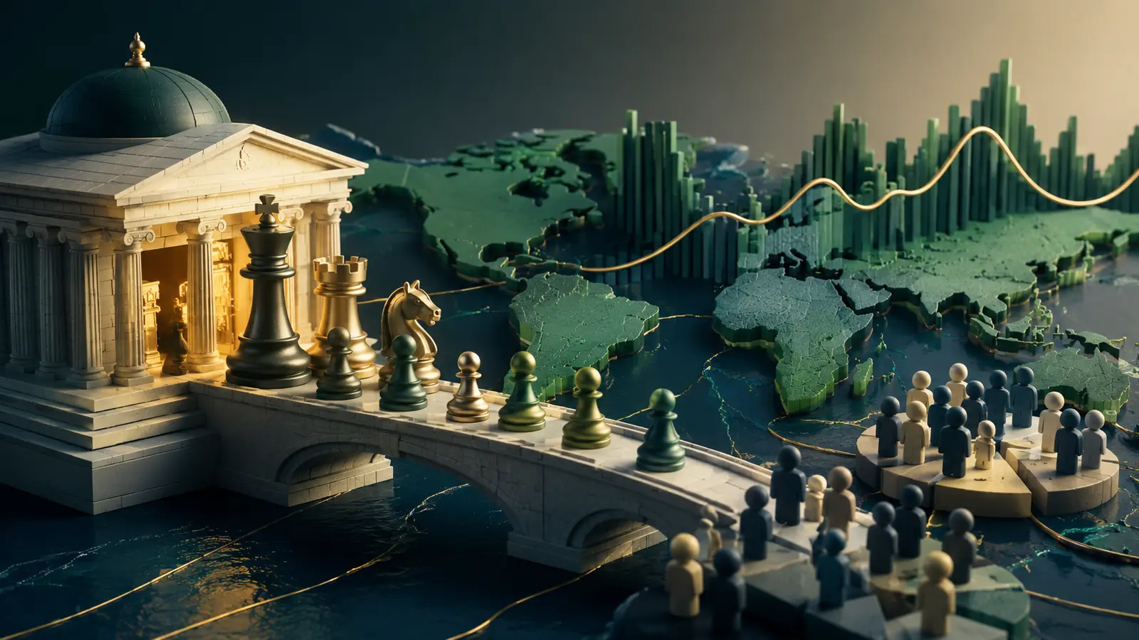 Conceptual market illustration for Institutional Investors: The Big Players Moving Behind the Market