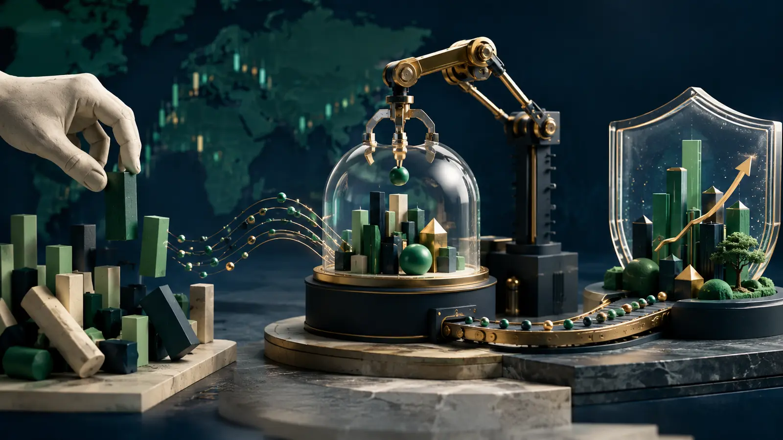 Conceptual market illustration for Portfolio Automation: How to Invest on Autopilot Without Switching Off