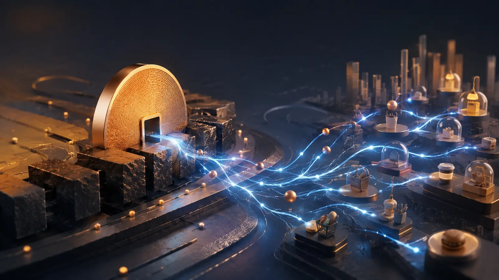 Conceptual market illustration for The Lightning Network and Bitcoin’s Push Toward Everyday Payments